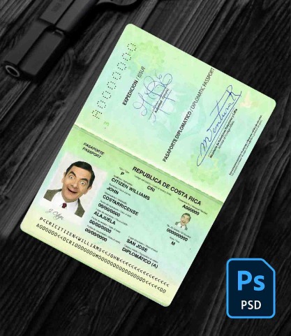 Costa Rica diplomatic passport PSD